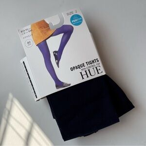 HUE Navy Opaque Tights with Non-Control Top